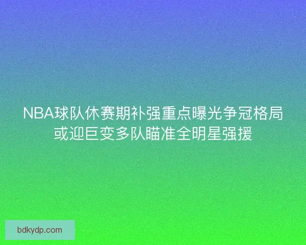 NBA球队休赛期补强重点曝光争冠格局或迎巨变多队瞄准全明星强援